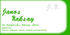 janos maksay business card