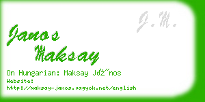 janos maksay business card